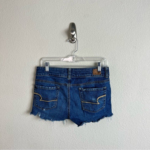 VTG American Eagle 2 Button Distressed Artist Cut Off Jean Short Shorts - Picture 3 of 7